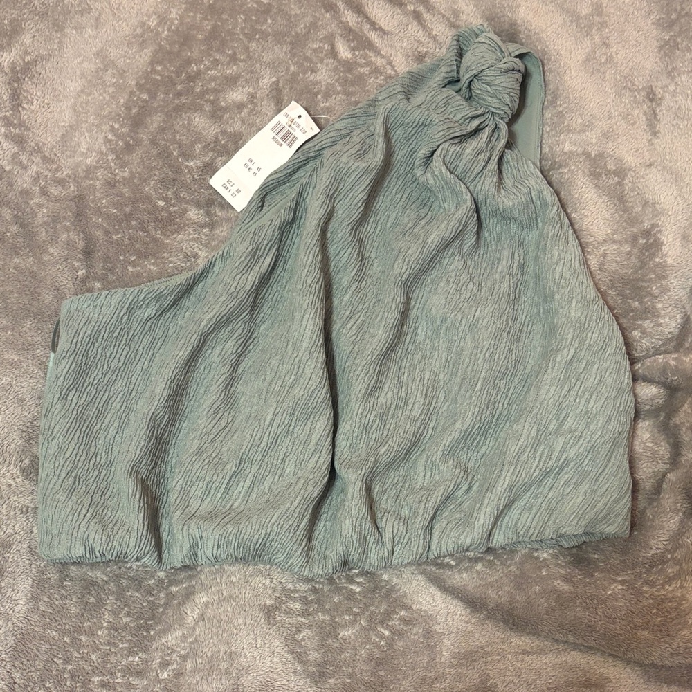 Abercrombie&fitch One-Shoulder Textured Top in Light Blue